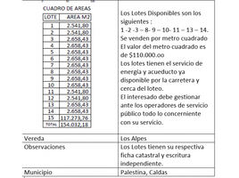  Terreno (Parcela) en venta en Caldas, Manizales, Caldas