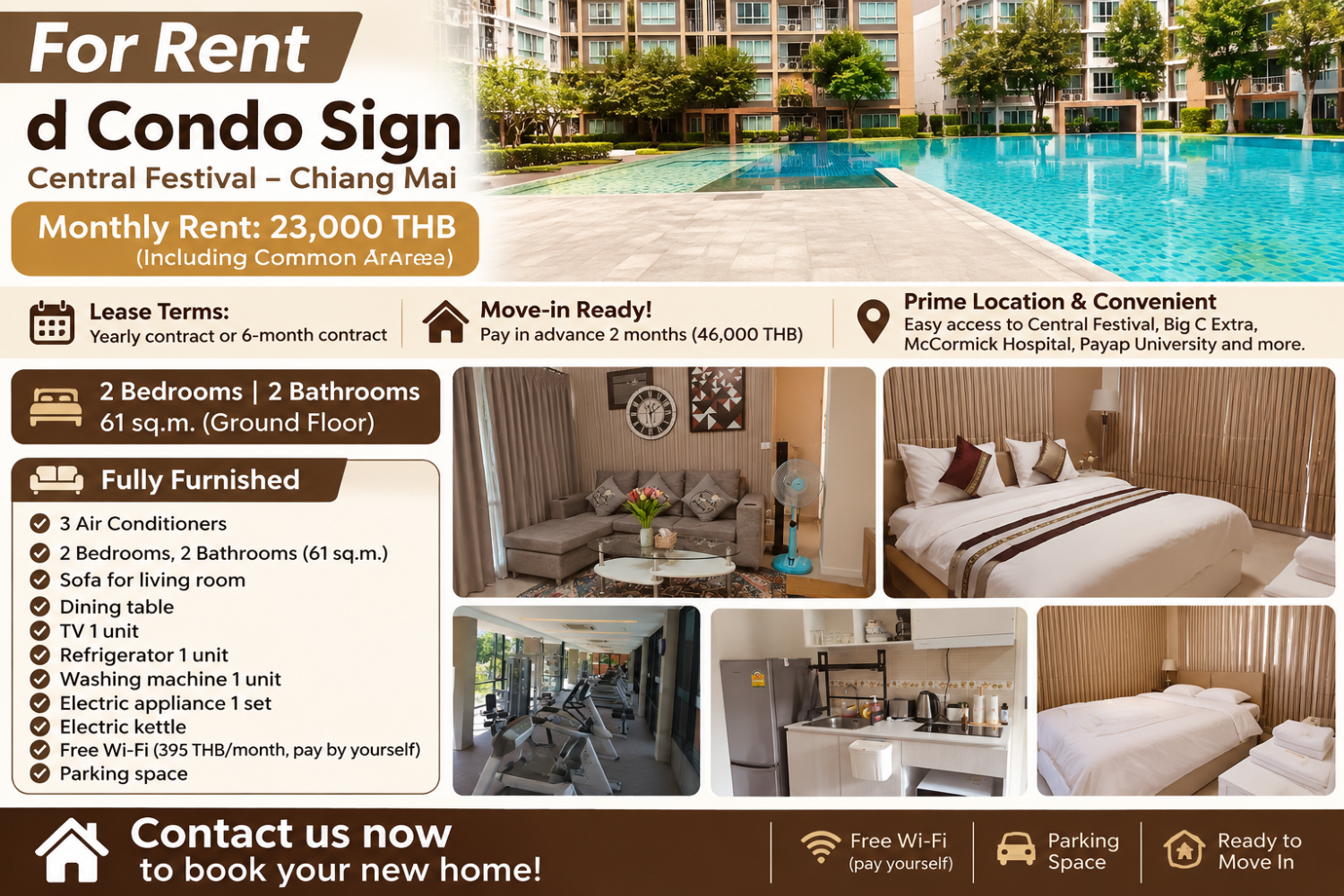 2 Bedroom Condo For Rent At D Condo Sign